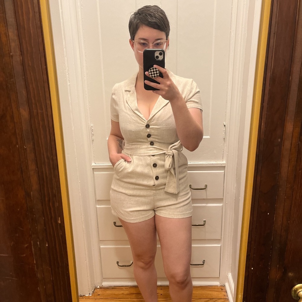 Light linen summer romper